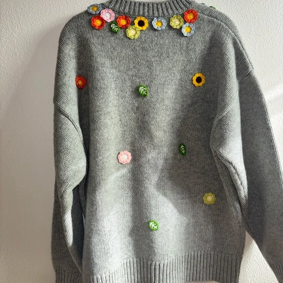 YITAI Lavender Field Hand Embroidery wool Sweater Women Large NWT - Picture 7 of 7